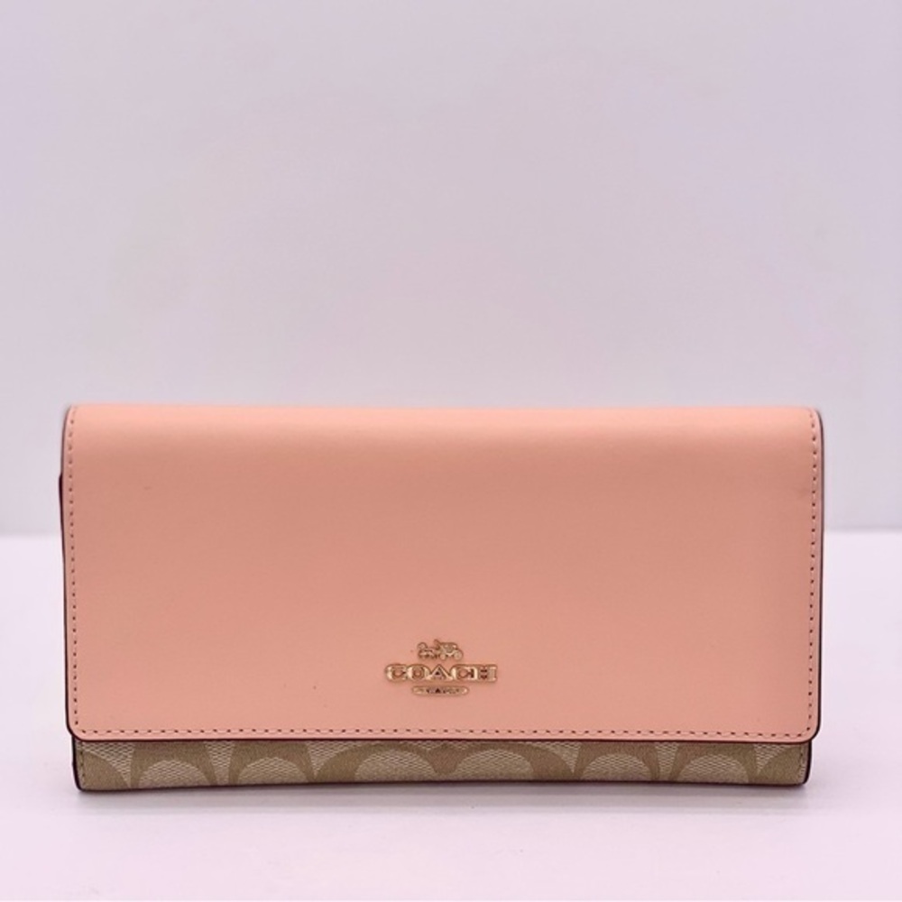 Coach Slim Trifold Wallet In Signature Canvas